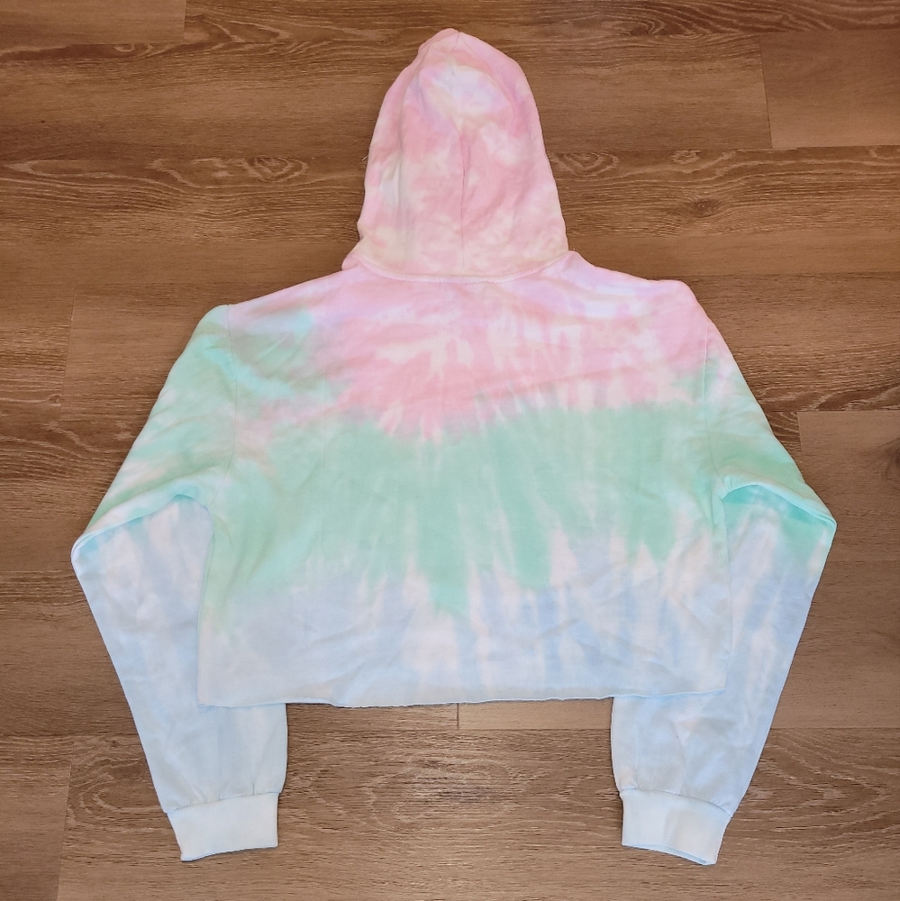ACDC High Way to Hell Sweater Womens Large Long Sleeve Tie Dye Crop Hoodie New - Picture 4 of 4
